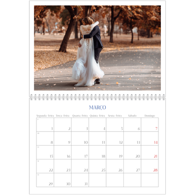 Calendário A4 duplo — Clássico cobalto [Março]