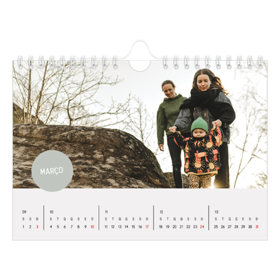 Calendário A5 horizontal — Autocolante de fotografia [Março]