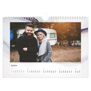 Calendário de Fotografias A4 Paisagem — Papel marmoreado