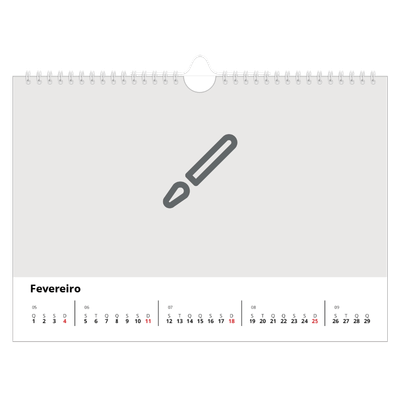 Calendário A4 horizontal — Desenhe o seu próprio produto [Fevereiro]
