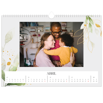 Calendário A3 Horizontal — Salpicos florais [Abril]