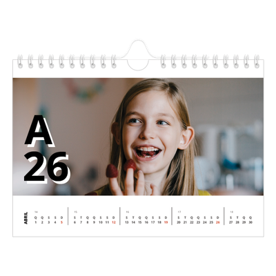 Calendário A5 horizontal — Estilo de carta [Abril]