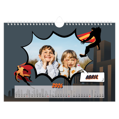 Calendário A4 horizontal — Banda desenhada [Abril]