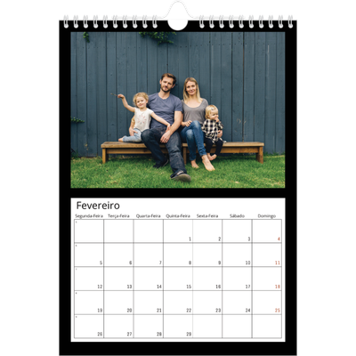 Calendário fotográfico A4 — Margem preta [Fevereiro]