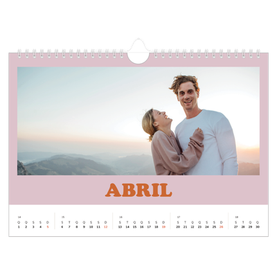 Calendário A4 horizontal — Molduras retro [Abril]