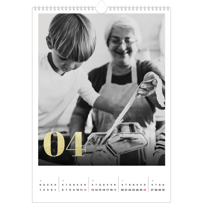 Calendário A3 — Números grandes com purpurinas [Abril]