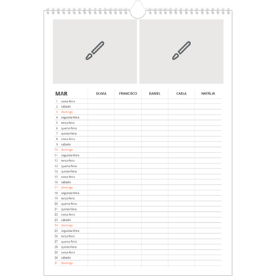 Agenda familiar A3 — Desenhe o seu próprio produto - Família de 5 [Março]
