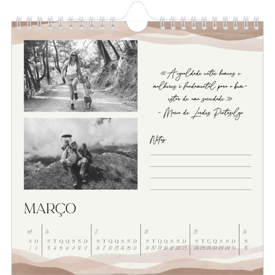 Calendário quadrado — Citações de bem-estar [Março]