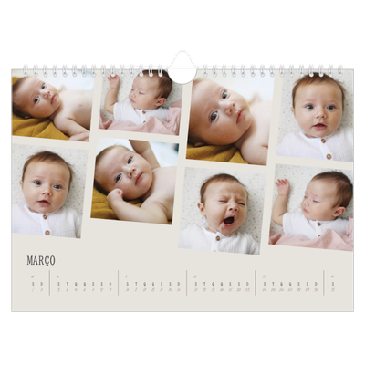 Calendário A4 horizontal — Memórias em movimento [Março]