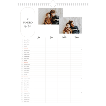 Calendário fotográfico A3 — Planificador de planos - Família de 4