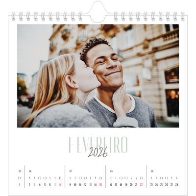 Calendário quadrado — Tipografia mista [Fevereiro]