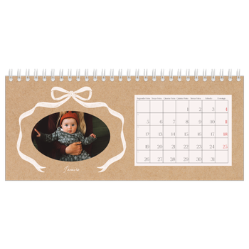 Calendário de Fotografias de Mesa — Papel kraft e laço