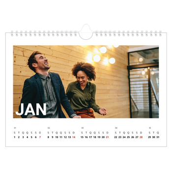 Calendário de Fotografias A4 Paisagem — Mês grande
