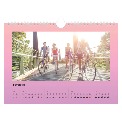 Calendário A4 horizontal — Tons pastel [Fevereiro]