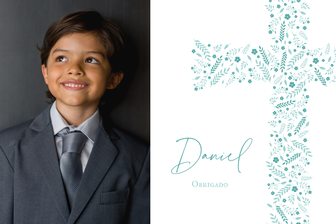 Cartões de agradecimento — Cruz floral azul-turquesa