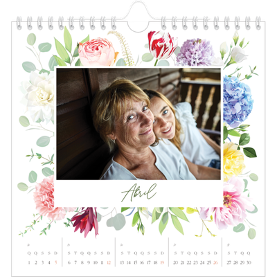 Calendário quadrado — Flores tradicionais [Abril]