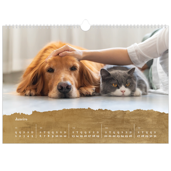 Calendário fotográfico horizontal A3 — Folha de ouro