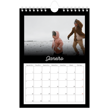 Calendário A5 — Preto mínimo