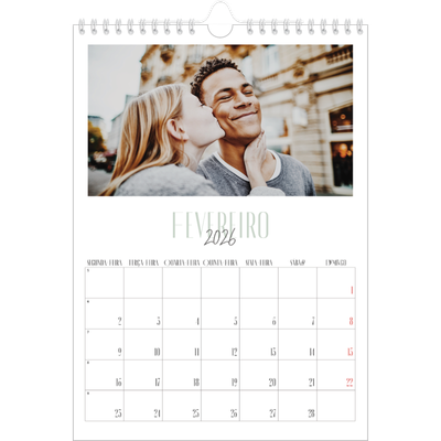 Calendário fotográfico A4 — Tipografia mista [Fevereiro]