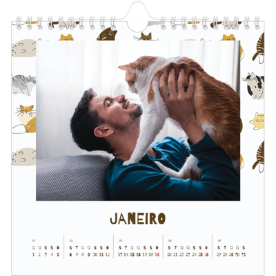 Calendário quadrado — Gatinho brincalhão [Janeiro]