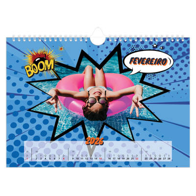 Calendário A4 horizontal — Banda desenhada [Fevereiro]