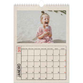 Calendário fotográfico A4 — Efeito de carimbo de artesanato