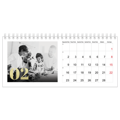 Calendários de mesa — Números grandes com purpurinas [Fevereiro]
