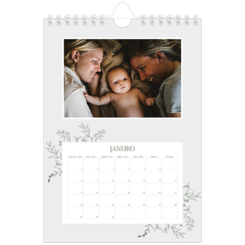 Calendário A5 — Flores desenhadas à mão