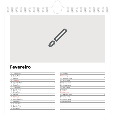 Calendário quadrado — Desenhe o seu próprio produto [Fevereiro]
