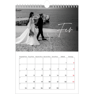 Calendário fotográfico A4 — Escrita elegante [Fevereiro]