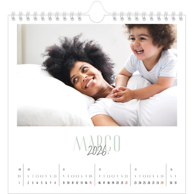 Calendário quadrado — Tipografia mista [Março]