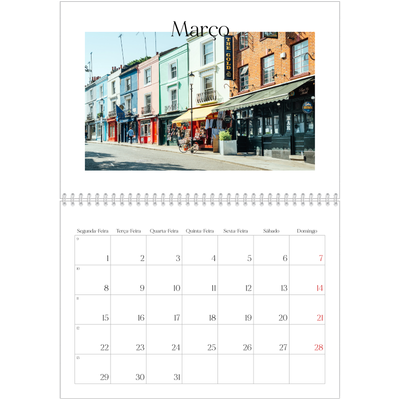 Calendário A4 duplo — O meu diário de viagem [Março]