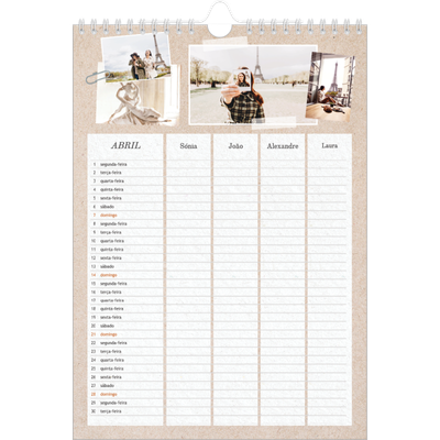 Agenda familiar A4 — Planificador artesanal - Familia de 4 [Abril]