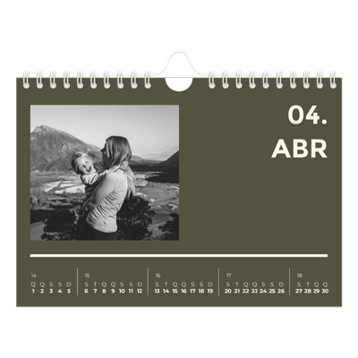 Calendário A5 horizontal — Contemporâneo arrojado [Abril]
