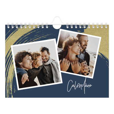 Calendário A5 horizontal — Fundos com pincel dourado [capa]