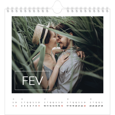 Calendário quadrado — Sobreposição de caixa de data [Fevereiro]