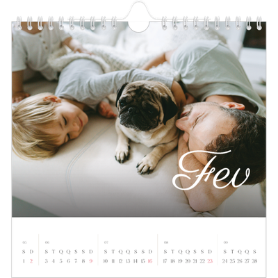 Calendário quadrado — Mês escrito à mão [Fevereiro]