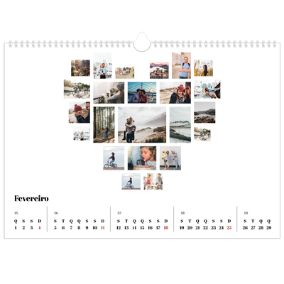 Calendário A3 Horizontal — Formas de colagem [Fevereiro]