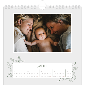 Calendário fotográfico quadrado — Flores desenhadas à mão