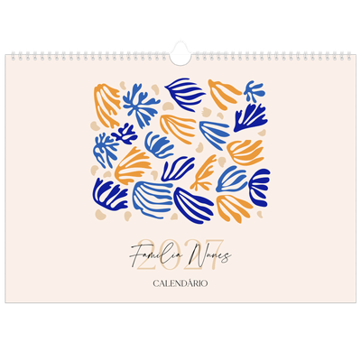 Calendário A3 Horizontal — Coral minimalista [capa]