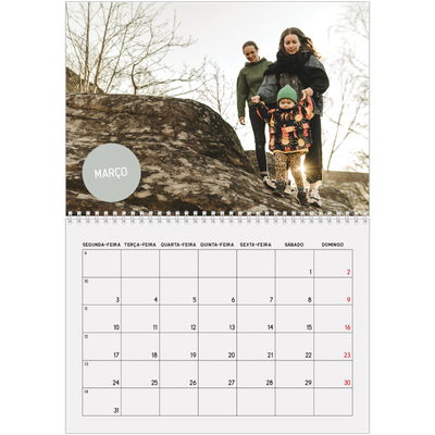 Calendário A4 duplo — Autocolante de fotografia [Março]