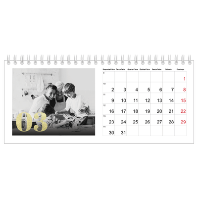 Calendários de mesa — Números grandes com purpurinas [Março]