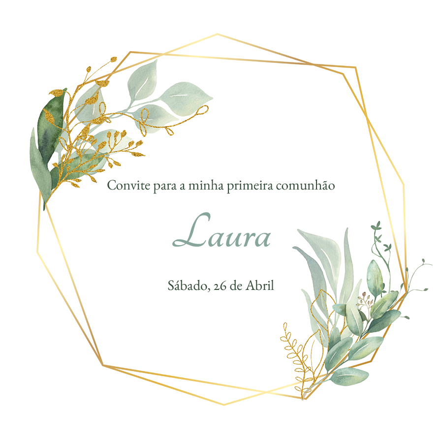 Convites — Ramo de eucalipto e ouro