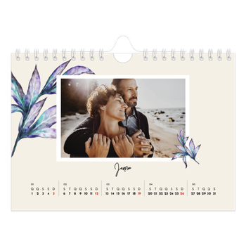Calendário de Fotografias A5 Paisagem — Flores pintadas