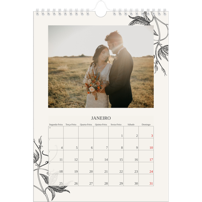 Calendário fotográfico A4 — Tinta e hera [Janeiro]
