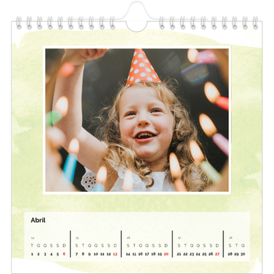 Calendário quadrado — Fundos de aquarela [Abril]