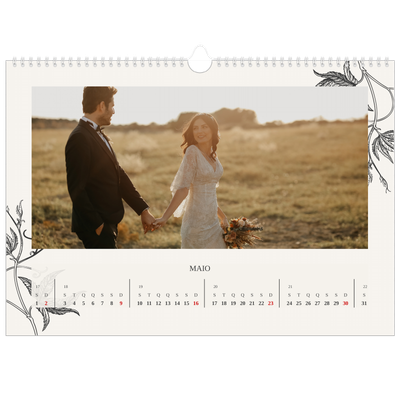 Calendário A3 Horizontal — Tinta e hera [Maio]