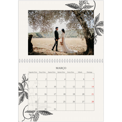 Calendário A4 duplo — Tinta e hera [Março]