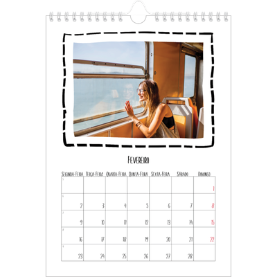Calendário fotográfico A4 — Momentos de álbum de recortes [Fevereiro]