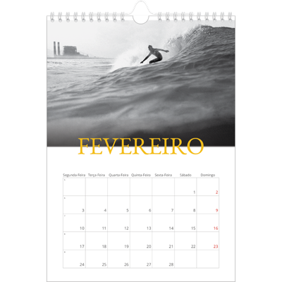 Calendário fotográfico A4 — Estilo Heritage [Fevereiro]